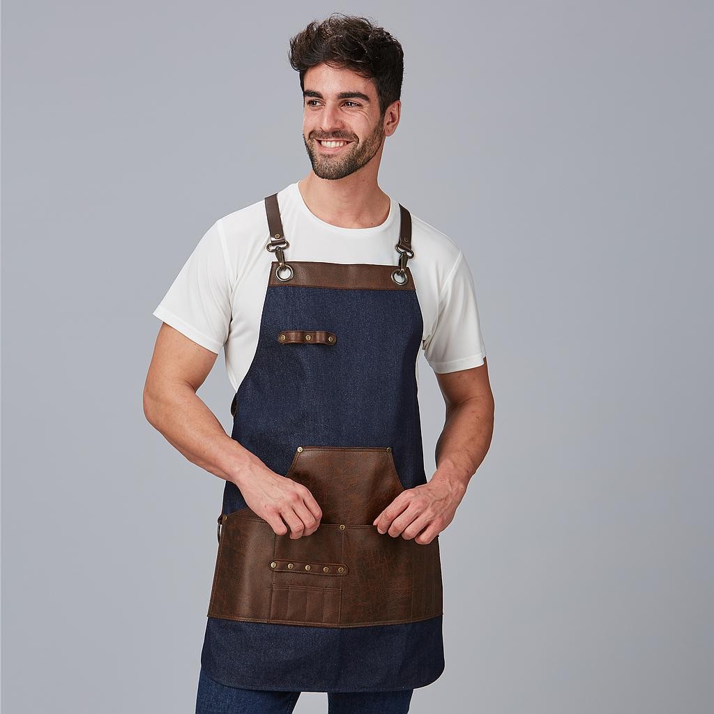 Delantal peto vaquero y piel