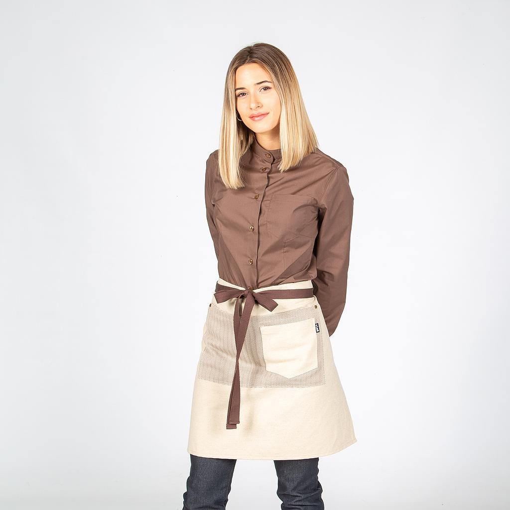 Delantal sin peto beige combi espiga 50x68 cm