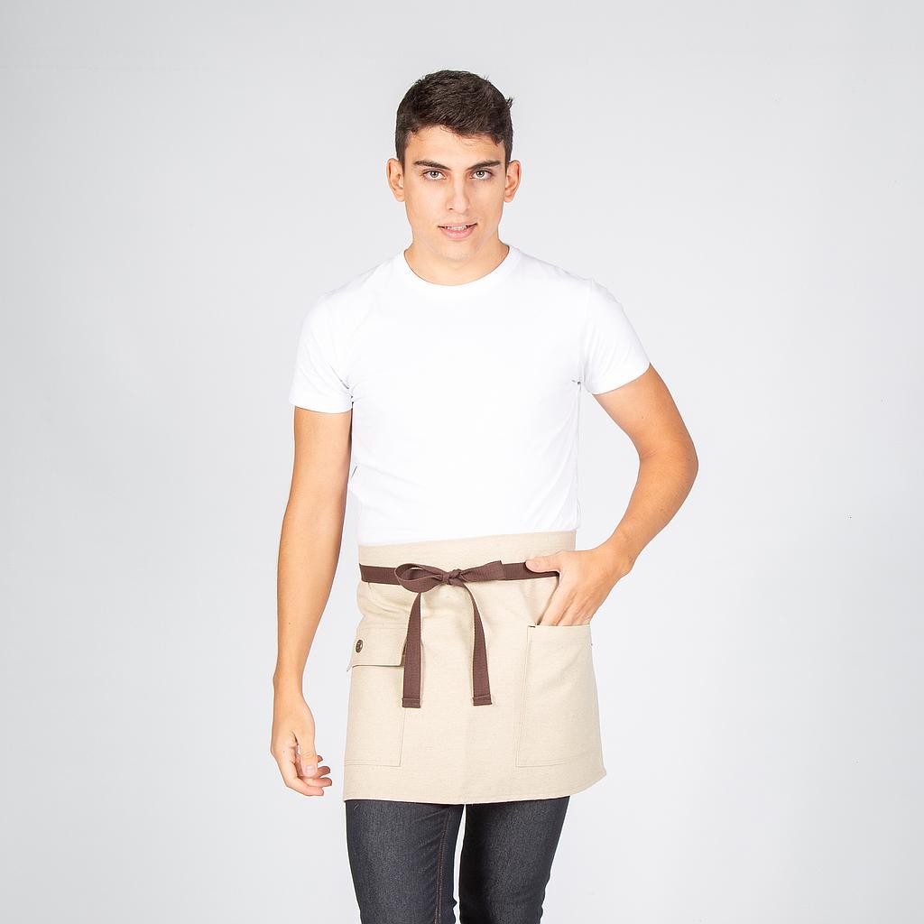 Delantal corto beige 40x68 cm