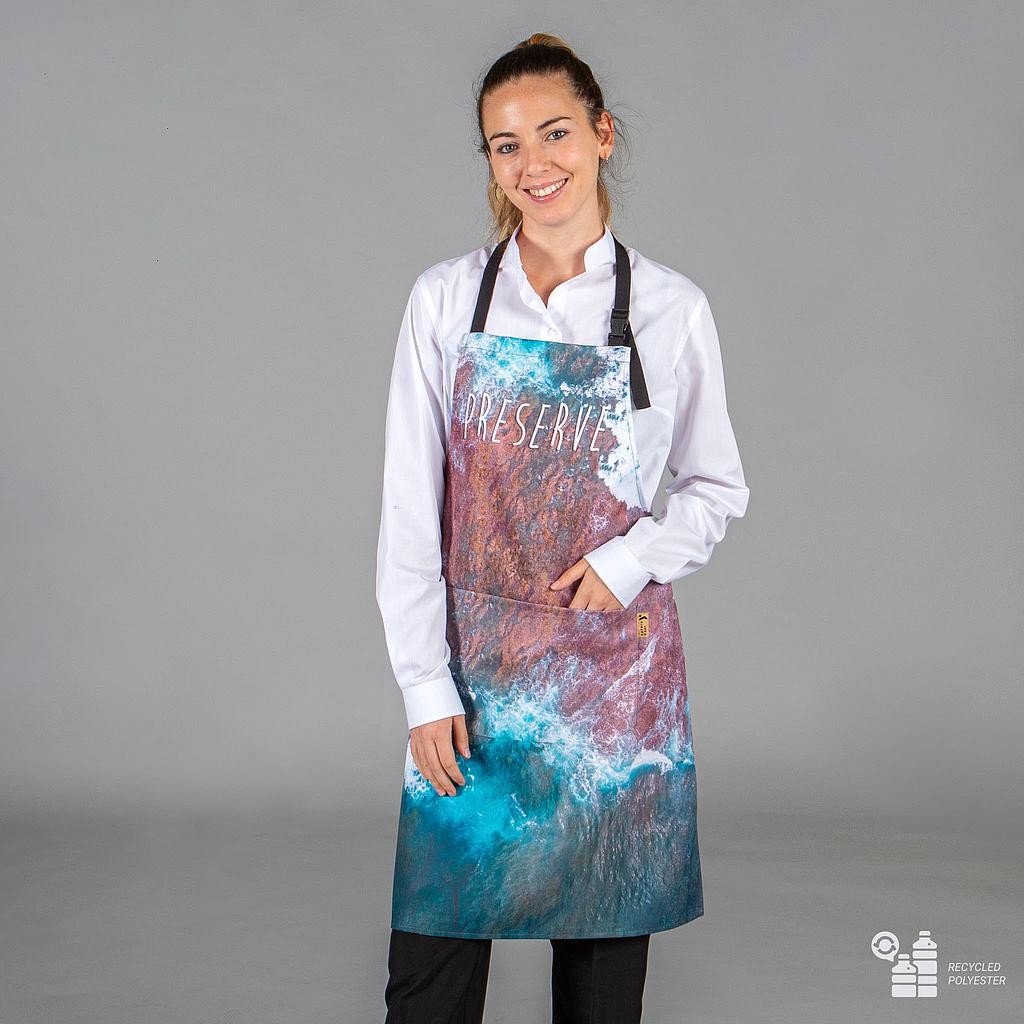 Delantal con peto estampado  tejido reciclado 80x68 cm