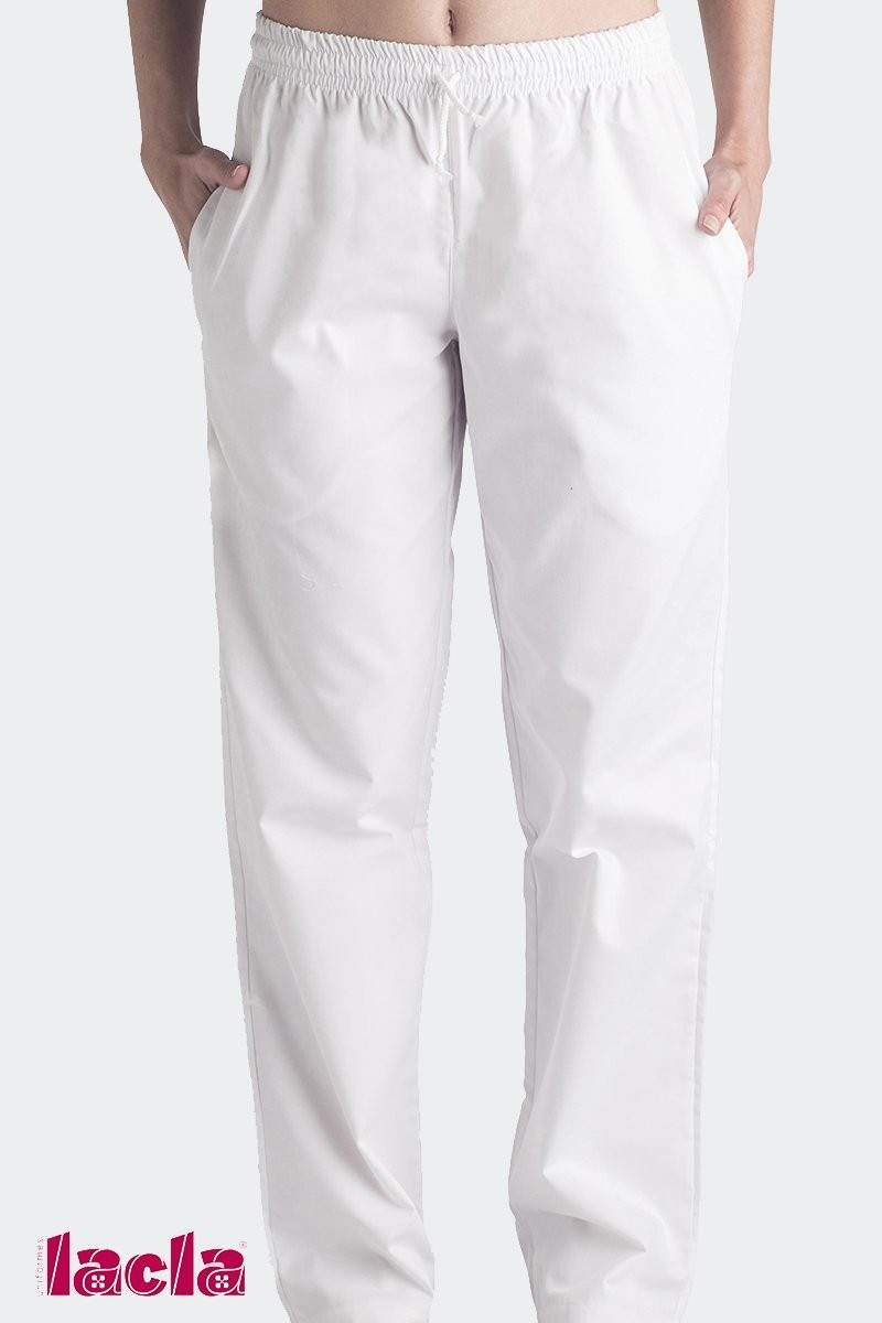 Pantalón clásico con goma y cordón en cintura. Bolsillos laterales