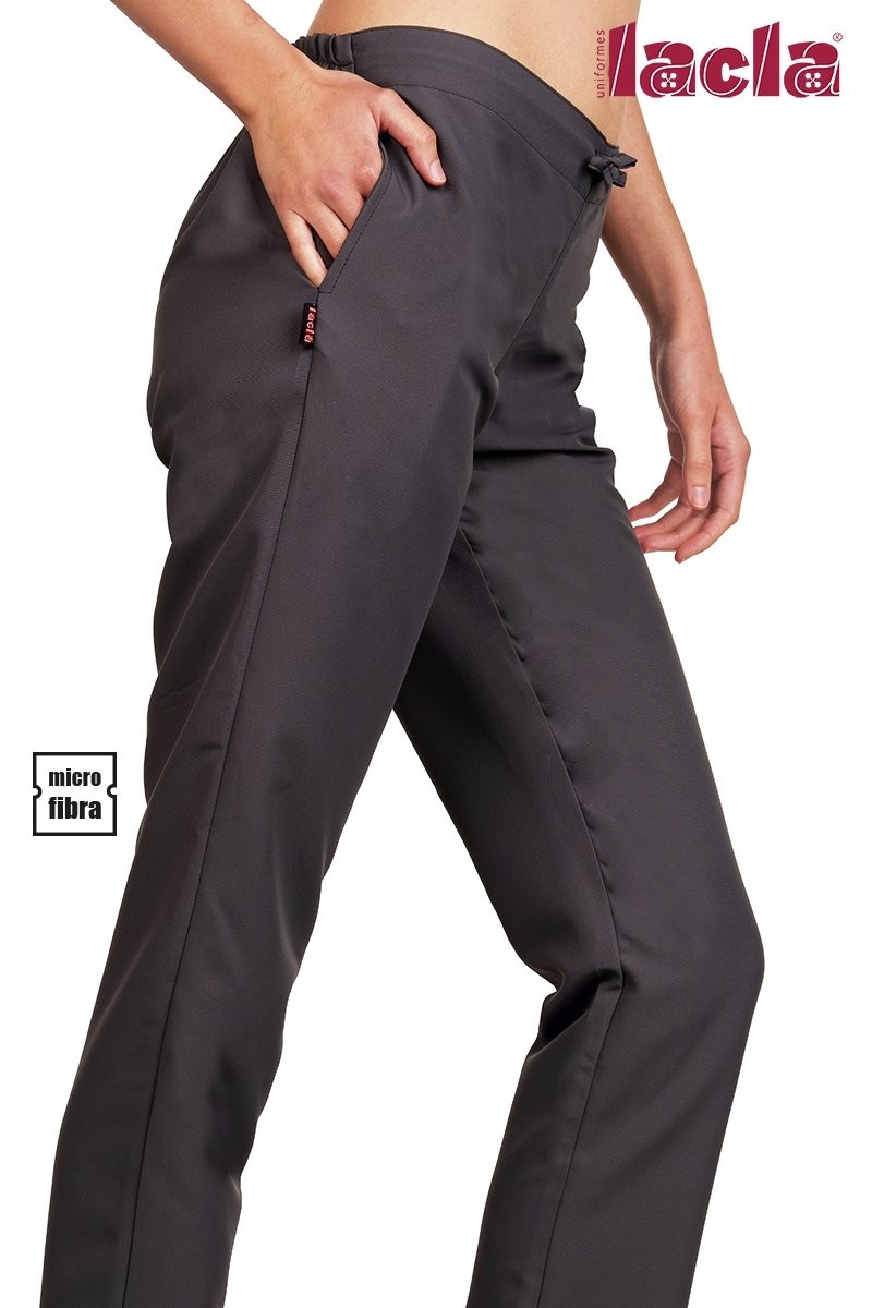 Pantalón ajustado Sra. cintura baja color gris