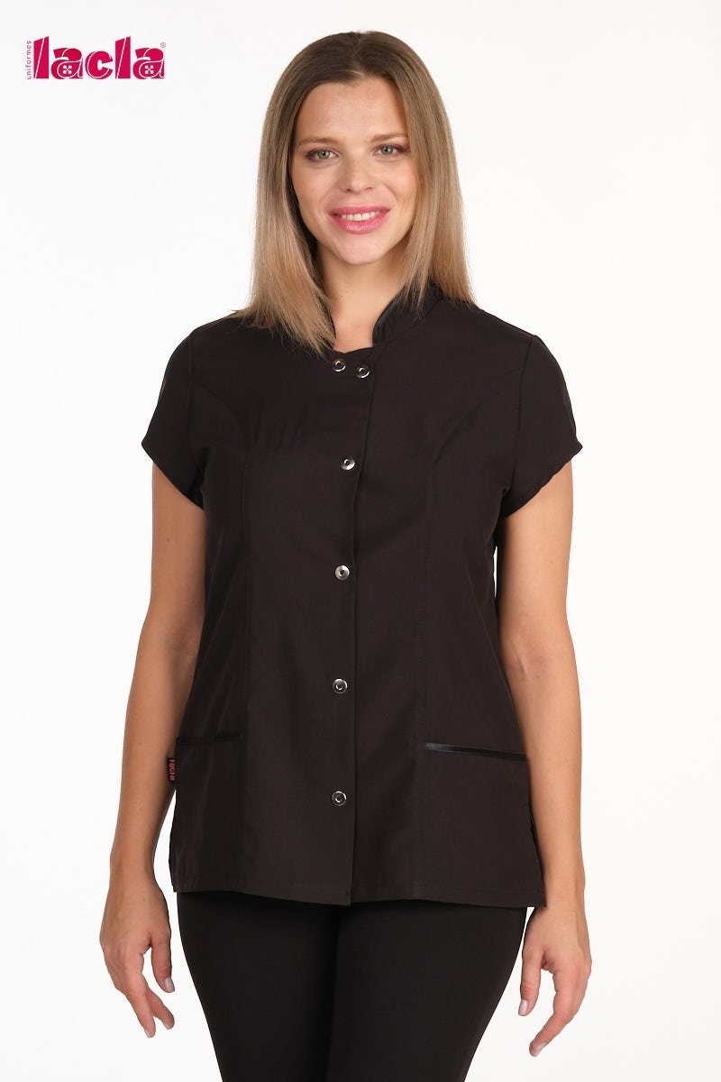 Casaca cuello mao de manga mini color negro