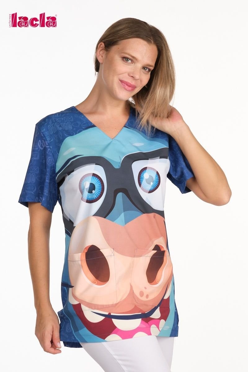Casaca sanidad Unisex cuello pico MC Hipopotamo
