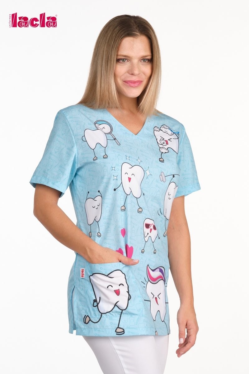 Casaca sanidad Unisex cuello pico MC Dientes