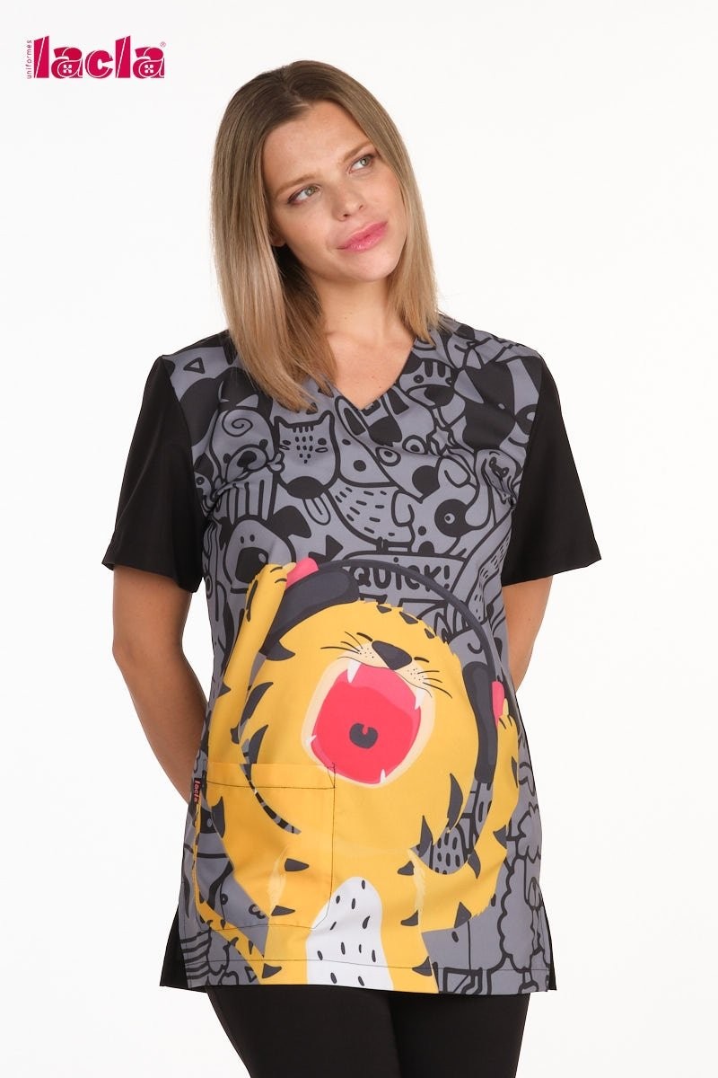 Casaca sanidad Unisex cuello pico MC Tigre