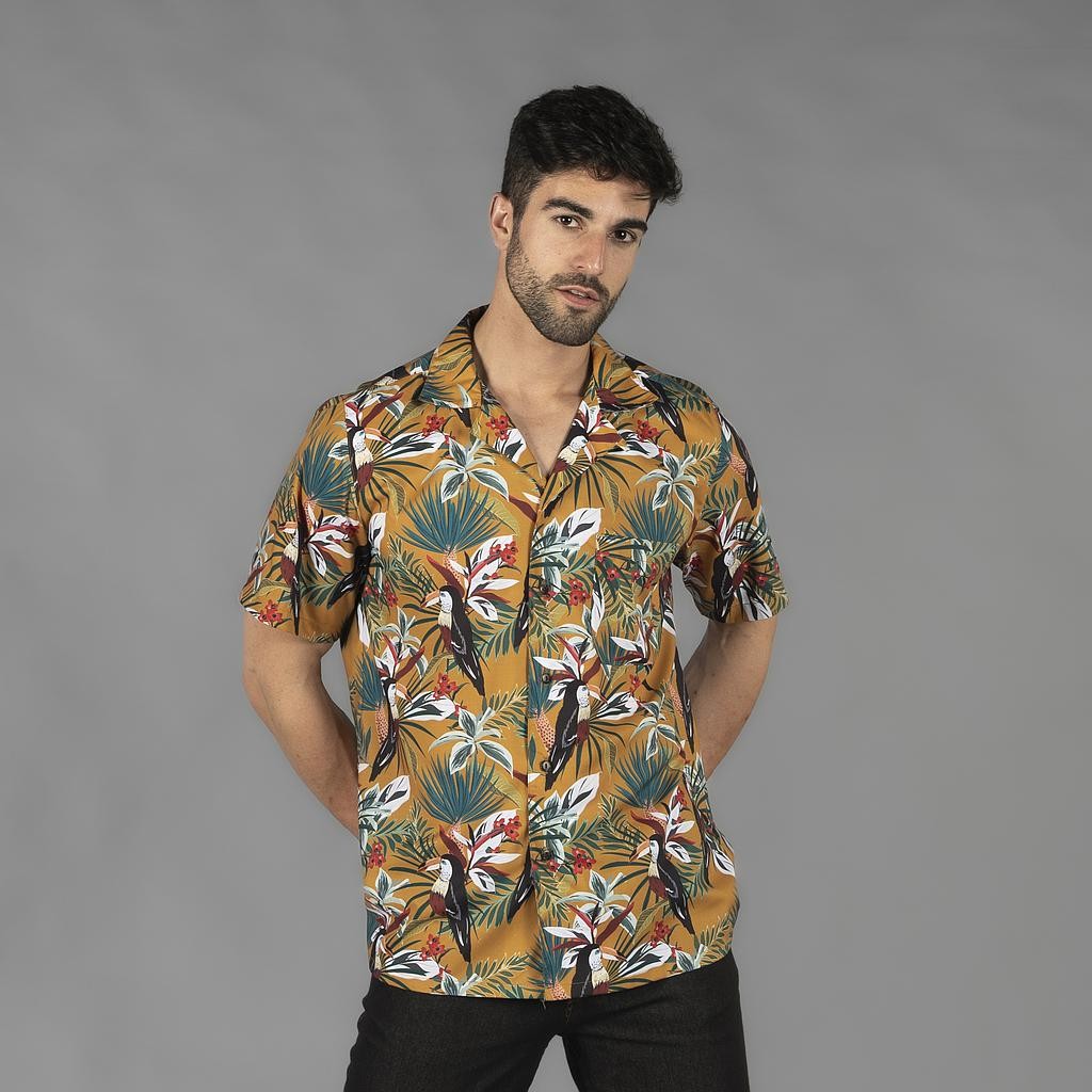 Camisa hombre cuello solapa hawai