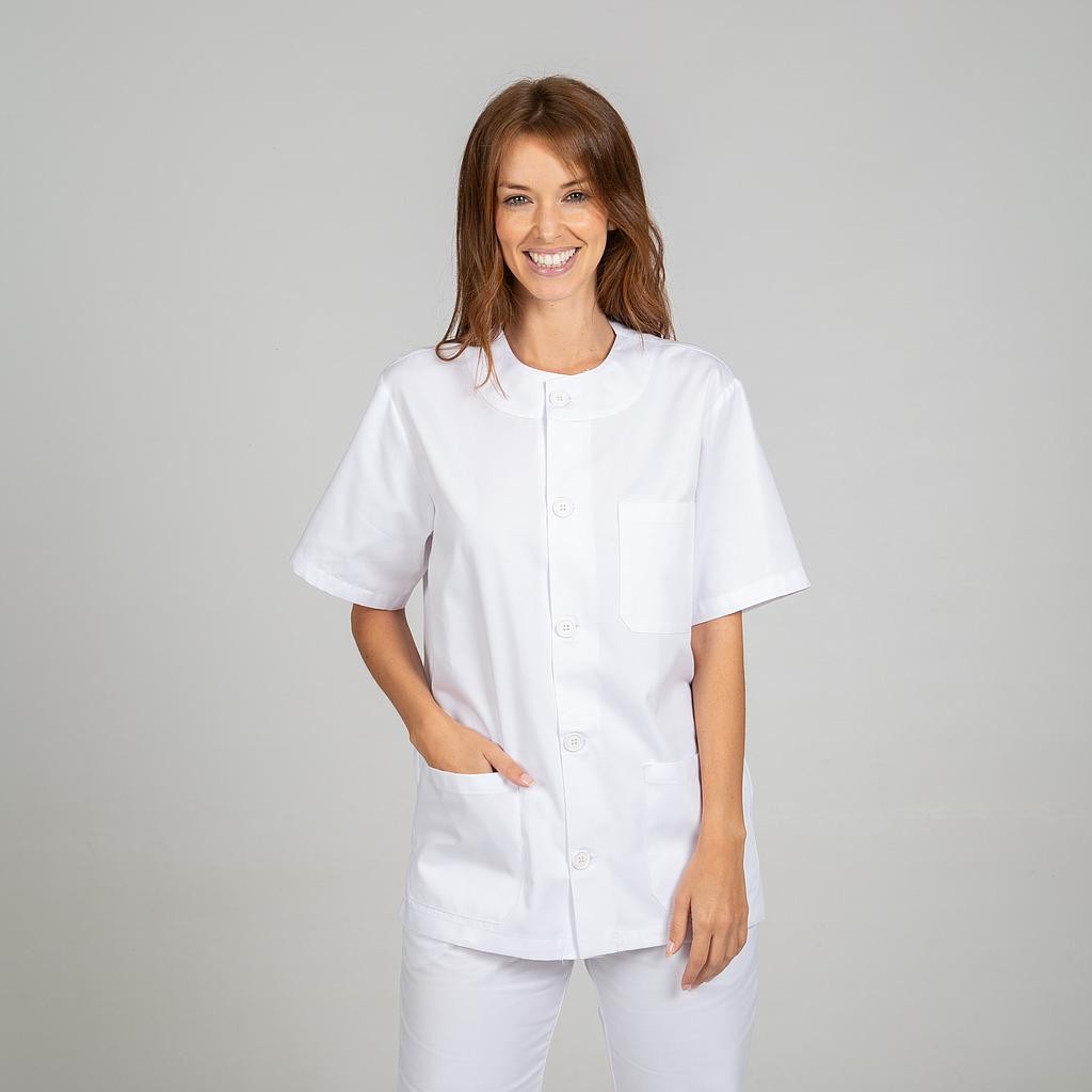 Blusa sanitario unisex abotonado blanca