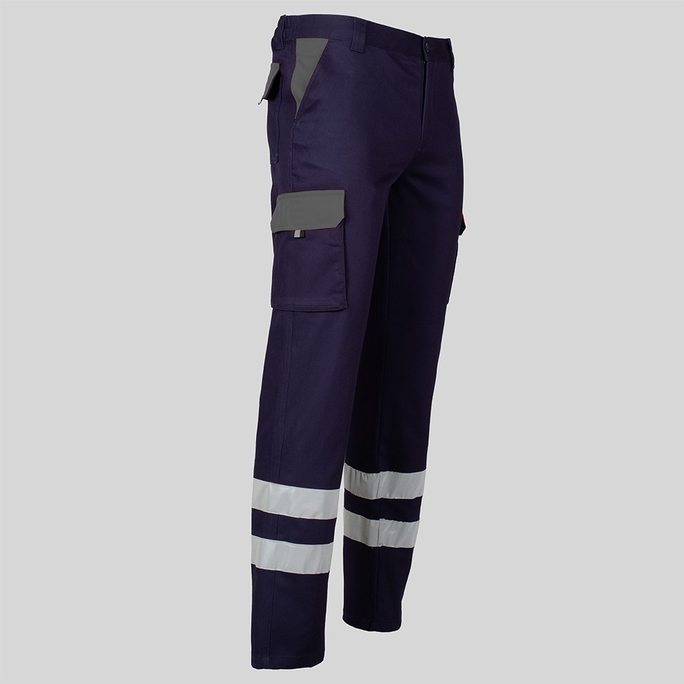 Pantalon unisex multibolsillos elastico gamo combi + 2 bandas reflect.