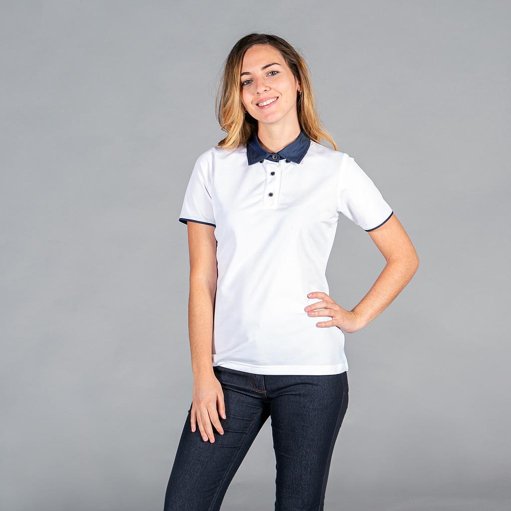 Polo mujer cuello camisero tejano "red line"