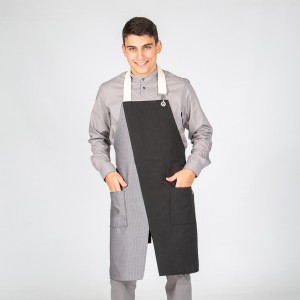 Delantal con peto negro combi espiga 82x72 cm