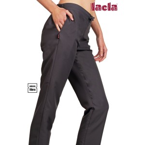 Pantalón ajustado Sra. cintura baja color gris