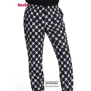 Pantalón microfibra con goma en cintura. Estampado X color blanco