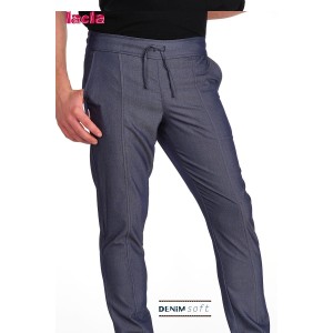 Pantalón tejido Denim Soft con goma en cintura trasera " Bolsillos laterales " color gris