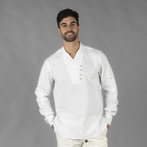 Camisa hombre chambray cuello mao nias