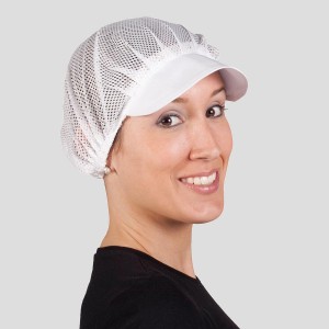 Gorro mujer rejilla visera bca. (paq. 10 unid)