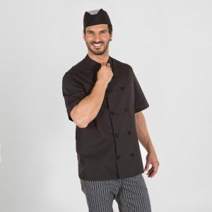 Chaqueta cocina unisex popelin fino negro m/c