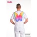 Casaca pijama Unisex. cuello pico y MC. Estampado Alas colorines.